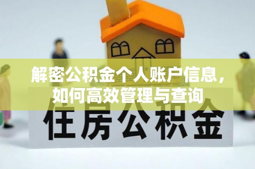 汉阴解密公积金个人账户信息，如何高效管理与查询